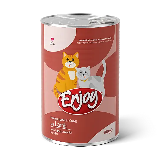 Enjoy Sos İçinde Et Parçacıklı Kuzu Etli Yetişkin Kedi Konservesi 400 gr