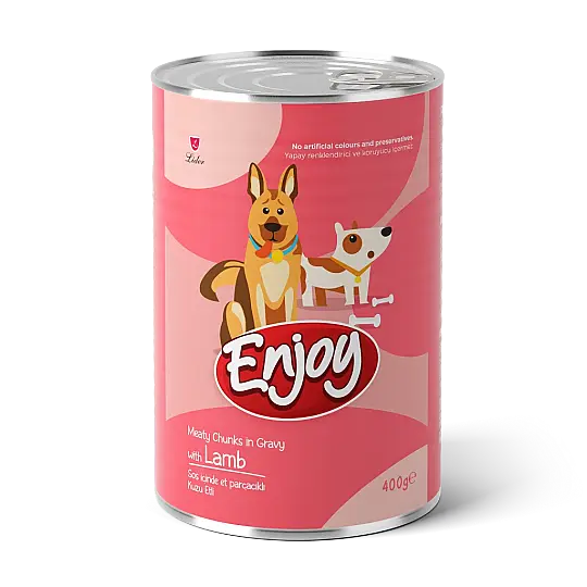Enjoy Sos İçinde Et Parçacıklı Kuzu Etli Yetişkin Köpek Konservesi 400 gr