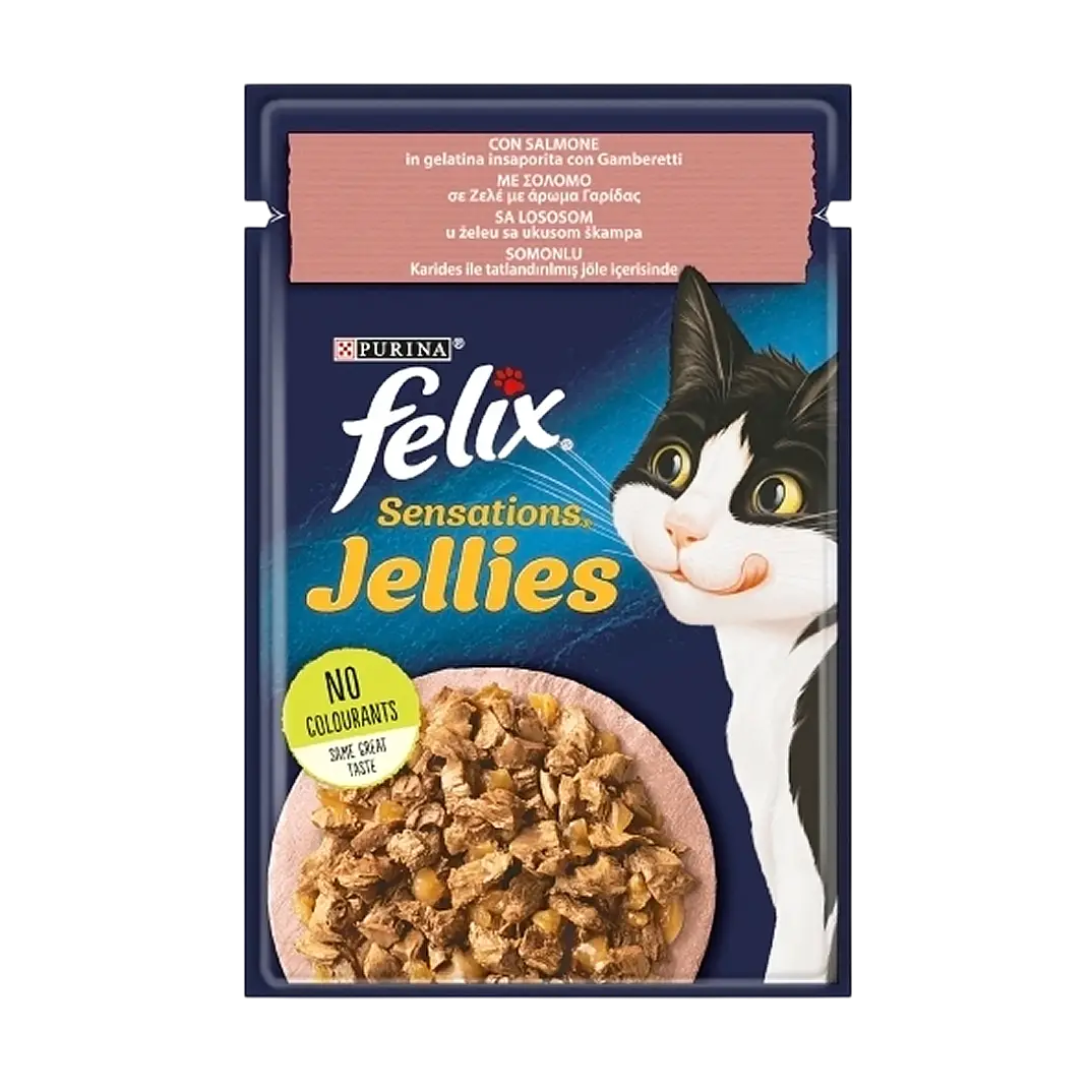 Felix Pouch Jöle İçinde Somonlu ve Karidesli Yetişkin Kedi Konservesi 85 gr - 1