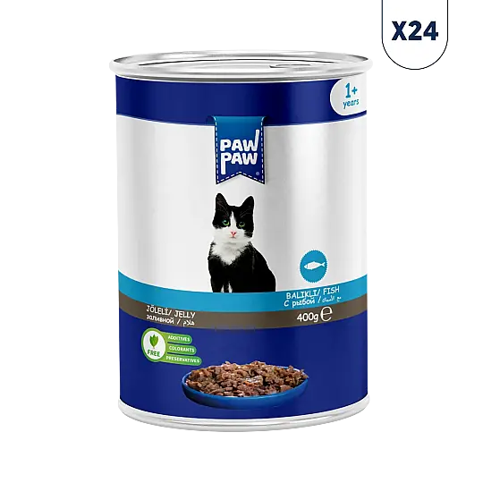 Paw Paw Balık Etli Yetişkin Kedi Konserve Maması 400 gr 24'lü