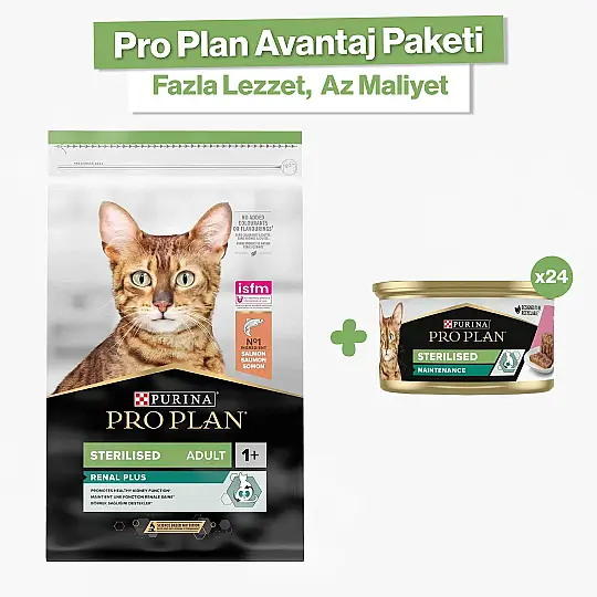 Pro Plan Kısırlaştırılmış Somonlu Yetişkin Kedi Maması 10 kg + 24'lü Konserve Ekonomik Paket