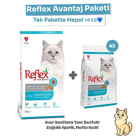Reflex Somonlu ve Hamsili Kısırlaştırılmış Yetişkin Kedi Maması 14 kg – Dev Ekonomik Paket!
