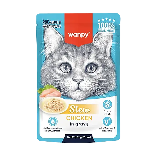 Wanpy Stew Sos İçinde Tavuklu Yetişkin Kedi Konservesi 70 gr
